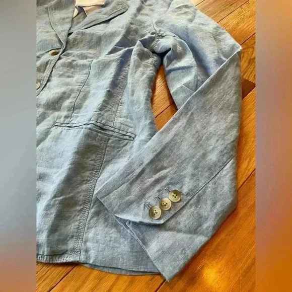 LL BEAN Women's Blue 100% Linen Jacket Blazer 3 Button 287688 Size M Reg NWOT - Picture 6 of 14